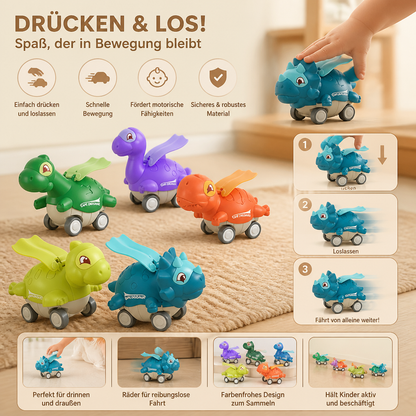 Press-&-Go-Dinoautos – Rollende Dinosaurier-Spielzeugautos für Kinder