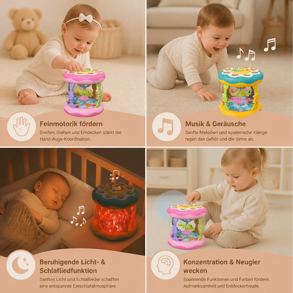 Interaktives Musikspielzeug mit Licht – Montessori-Sensorspielzeug mit beruhigenden Schlafliedern