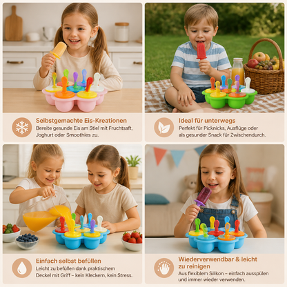 7-teiliges Silikon-Eisformen-Set – Wiederverwendbare Eisformen für Kinder