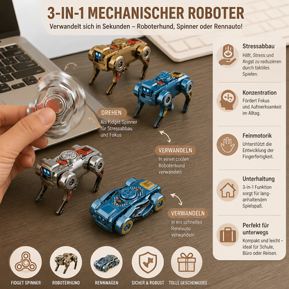 3-in-1 Mechanical Robot Dog Fidget Spinner Toy