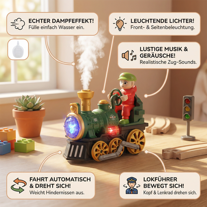 Niedliche Spielzeug-Dampflok mit Licht, Musik & Dampfeffekt