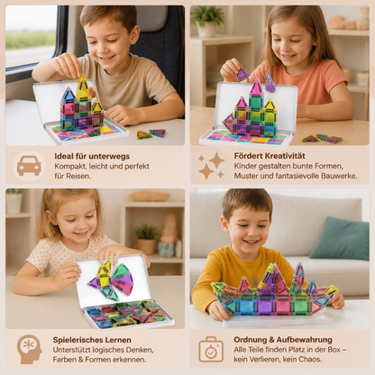 Kompakte Magnetplättchen – 40-teiliges Montessori-Reiseset