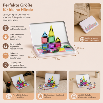 Kompakte Magnetplättchen – 40-teiliges Montessori-Reiseset