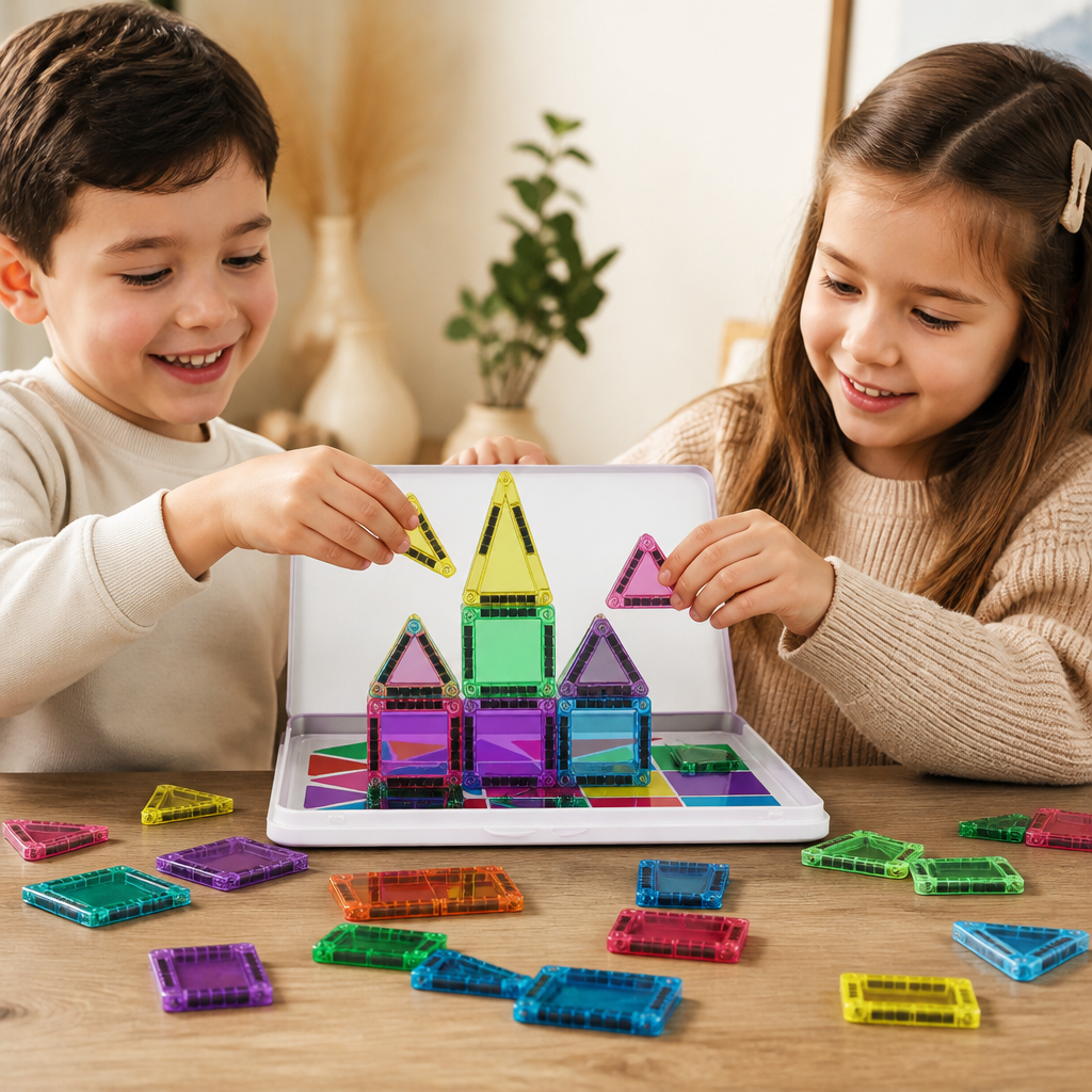 Kompakte Magnetplättchen – 40-teiliges Montessori-Reiseset