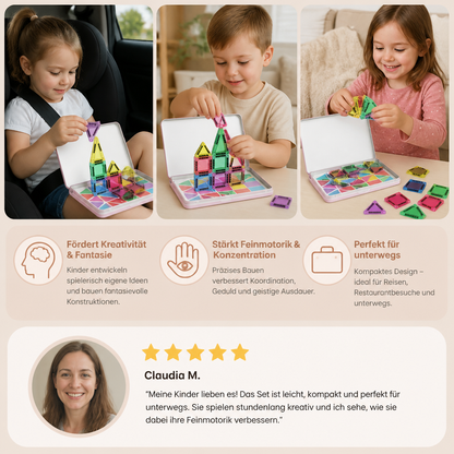 Kompakte Magnetplättchen – 40-teiliges Montessori-Reiseset