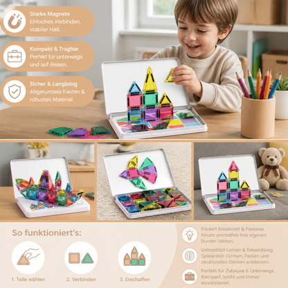 Kompakte Magnetplättchen – 40-teiliges Montessori-Reiseset
