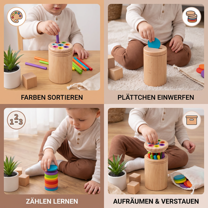 Montessori Holzspielzeug für Kinder – Farb- & Formensortier Lernspiel
