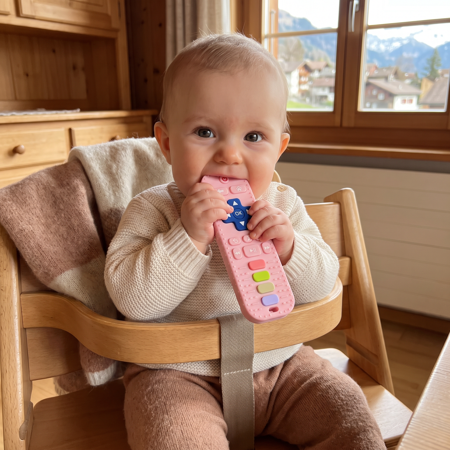 Baby-Beißring in Fernbedienungsform aus Silikon – BPA-freies sensorisches Kauspielzeug