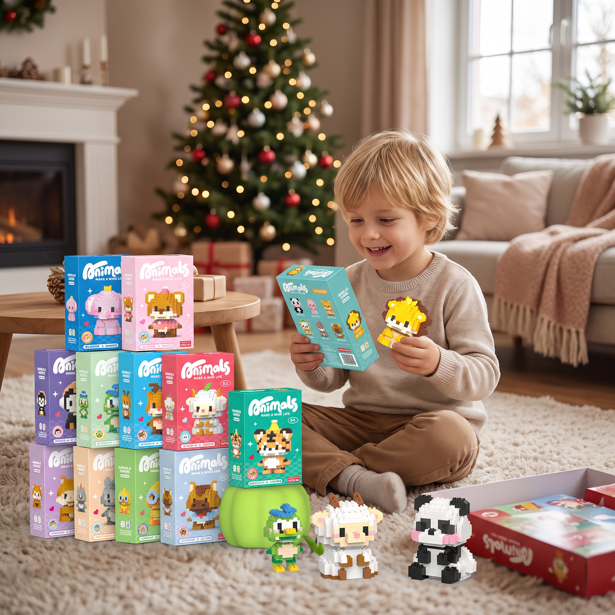 Niedlicher Tier-Baustein-Adventskalender für Kinder