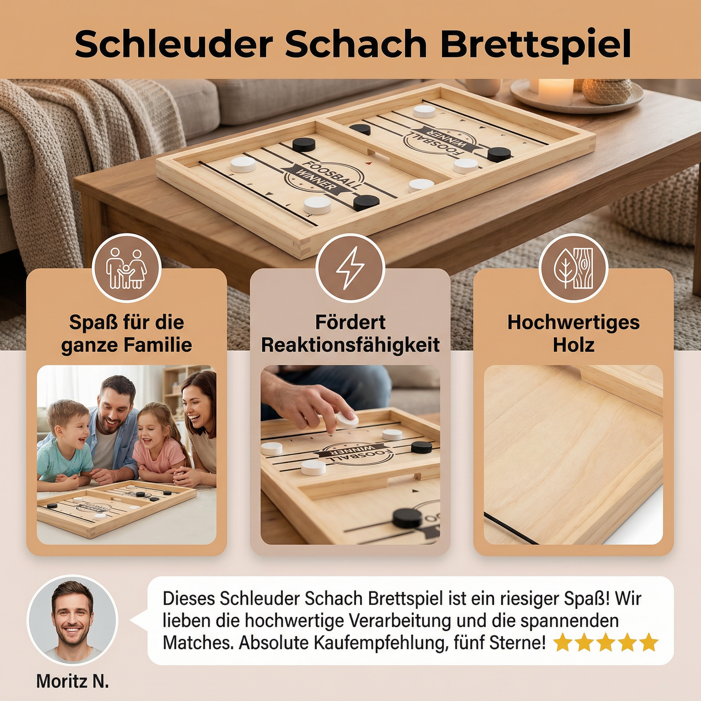 Schleuder Schach Brettspiel aus Holz