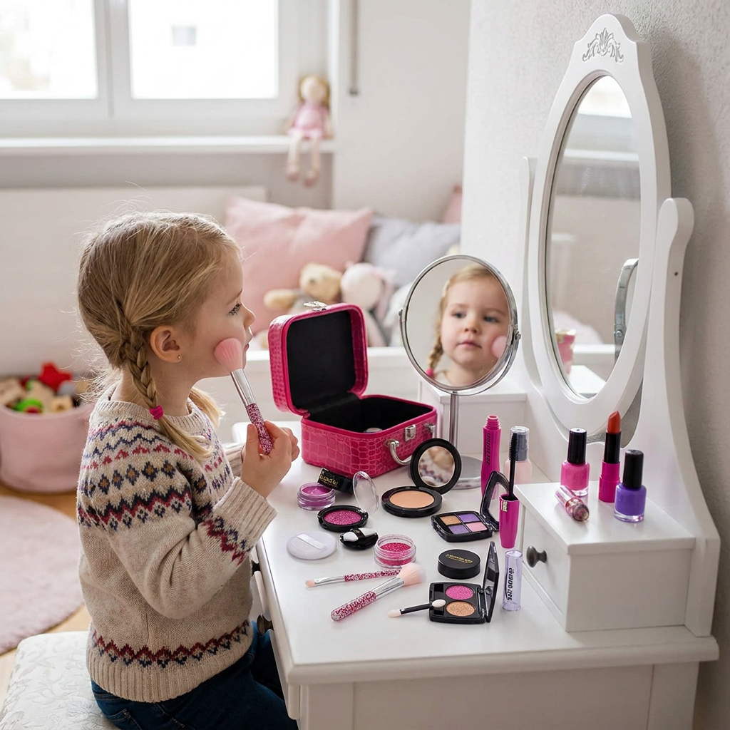 Make-up-Spielset für Mädchen – Sicheres Kinder-Kosmetikset mit praktischer Tasche