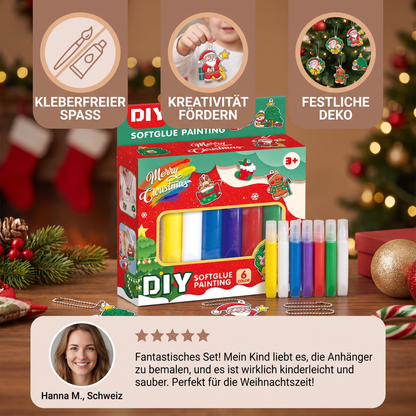DIY-Weihnachtsanhänger-Bastelset mit kleberfreier Maltechnik für Kinder