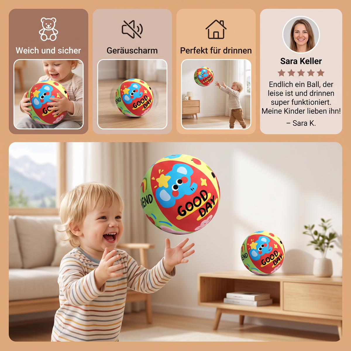 Weicher & sicherer geräuscharmer Indoor-Spielball für Kinder