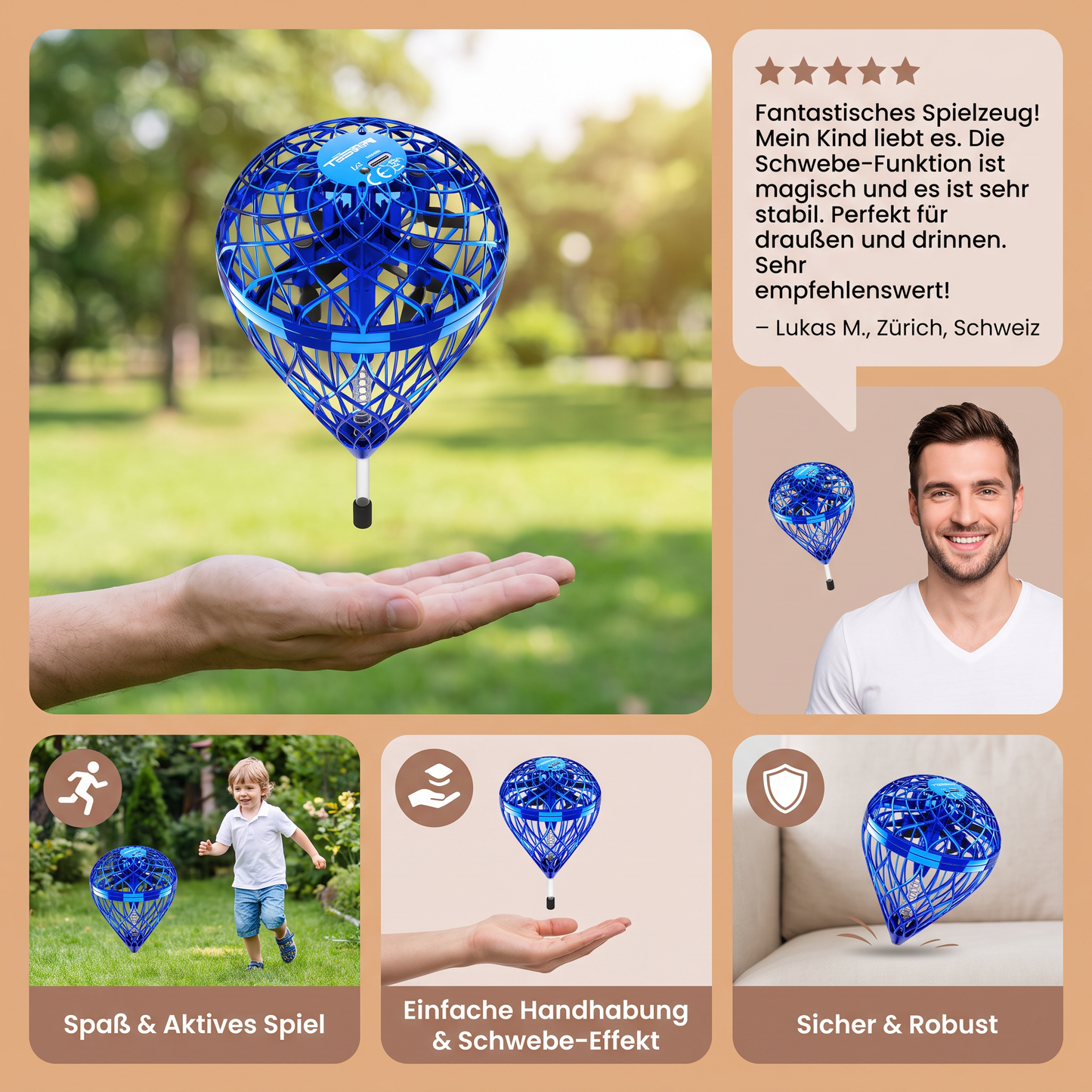 Fliegender Hüpf-Orb-Ball – Magisches Schwebe- & Wurfspielzeug für Kinder