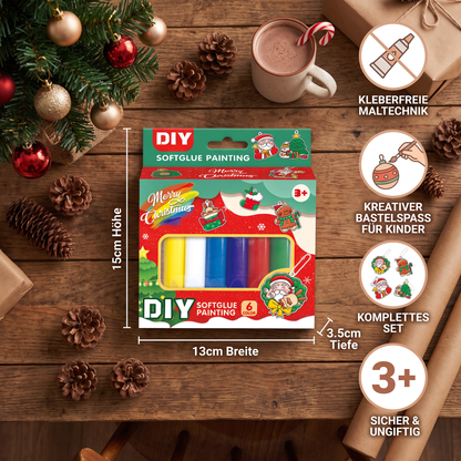 DIY-Weihnachtsanhänger-Bastelset mit kleberfreier Maltechnik für Kinder