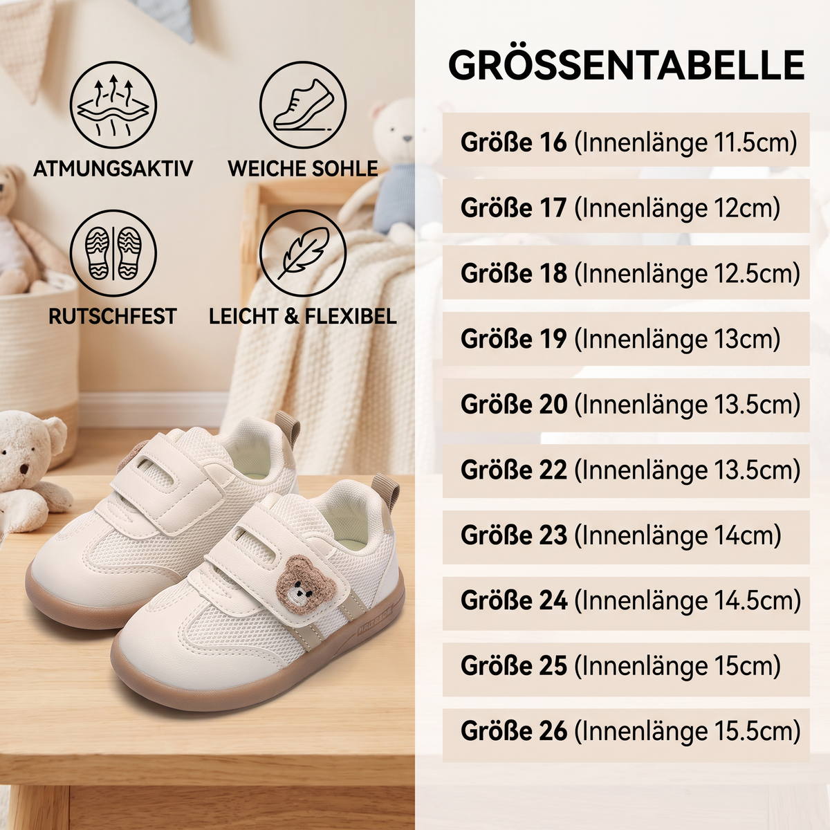 Atmungsaktive Lauflernschuhe für Babys & Kleinkinder – Weiche, rutschfeste Sohle