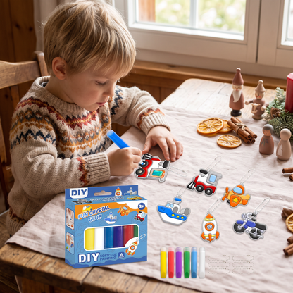DIY-Weihnachtsanhänger-Bastelset mit kleberfreier Maltechnik für Kinder