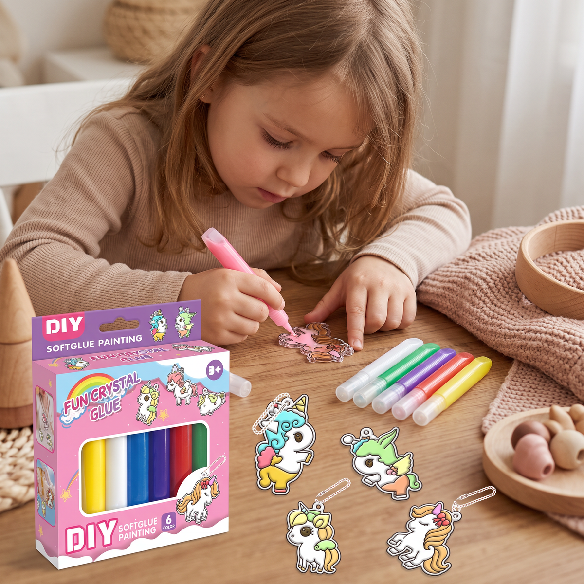 DIY-Weihnachtsanhänger-Bastelset mit kleberfreier Maltechnik für Kinder