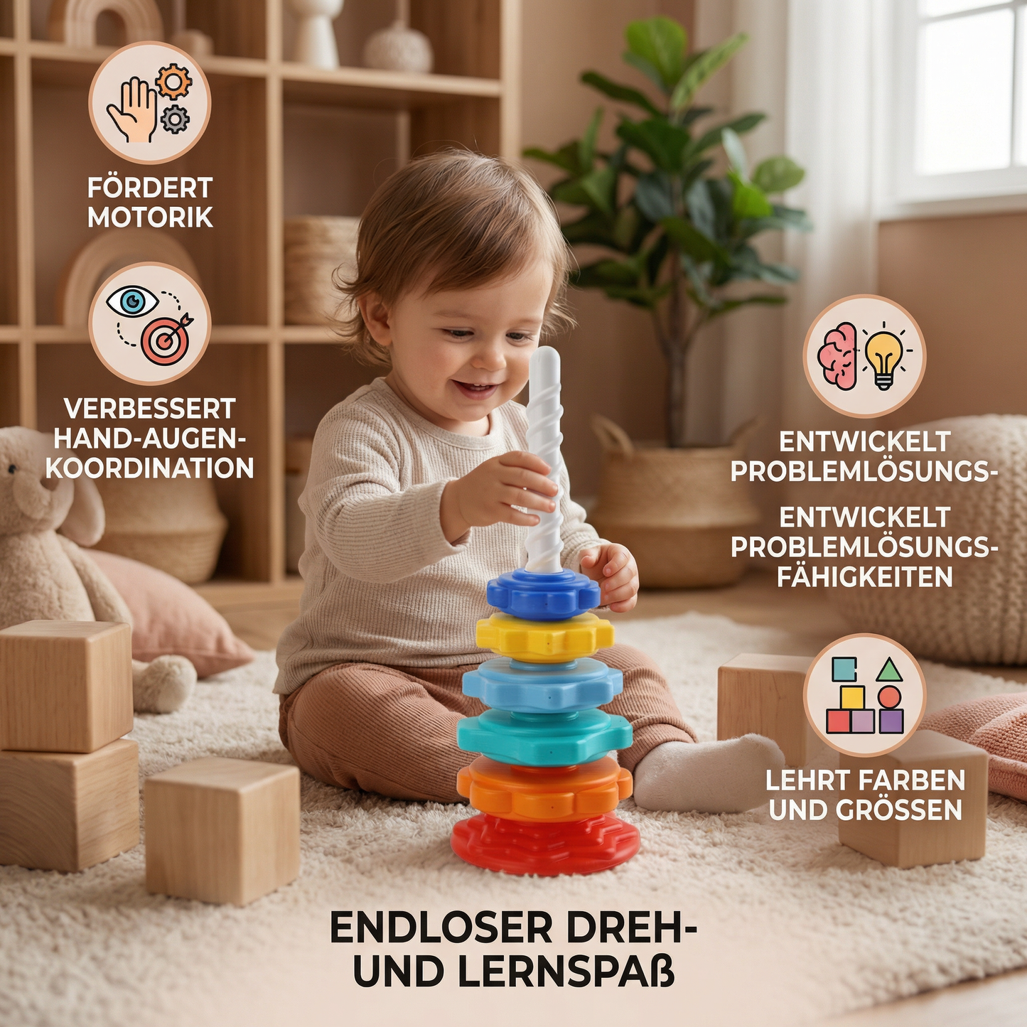 Regenbogen Dreh- und Farbturm Spielzeug