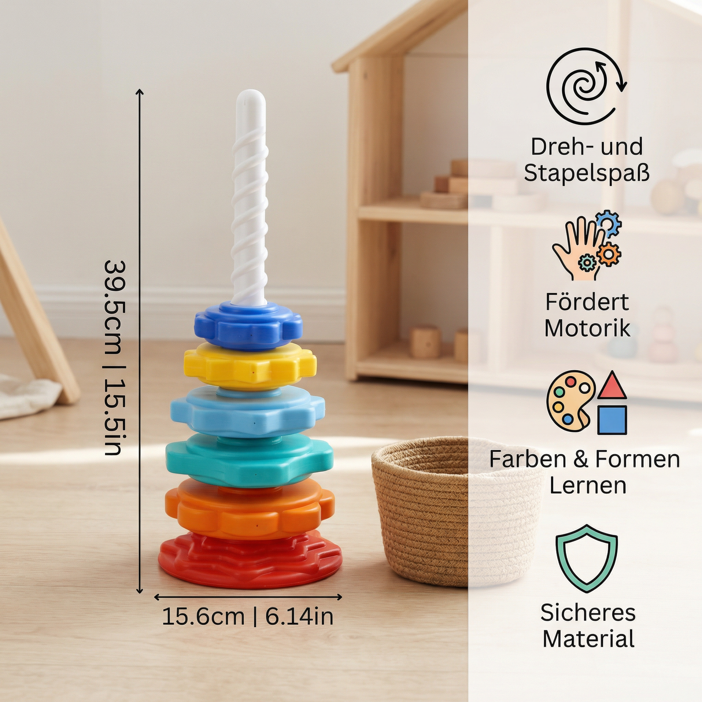 Regenbogen Dreh- und Farbturm Spielzeug