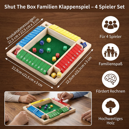 ShutTheBox Familien Klappenspiel 4 Spieler Set
