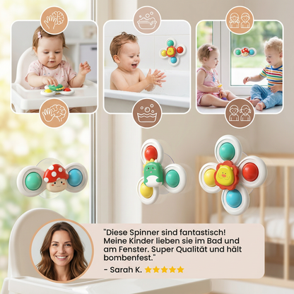 Niedliches Saugnapf Drehspielzeug für Babys 3er Set