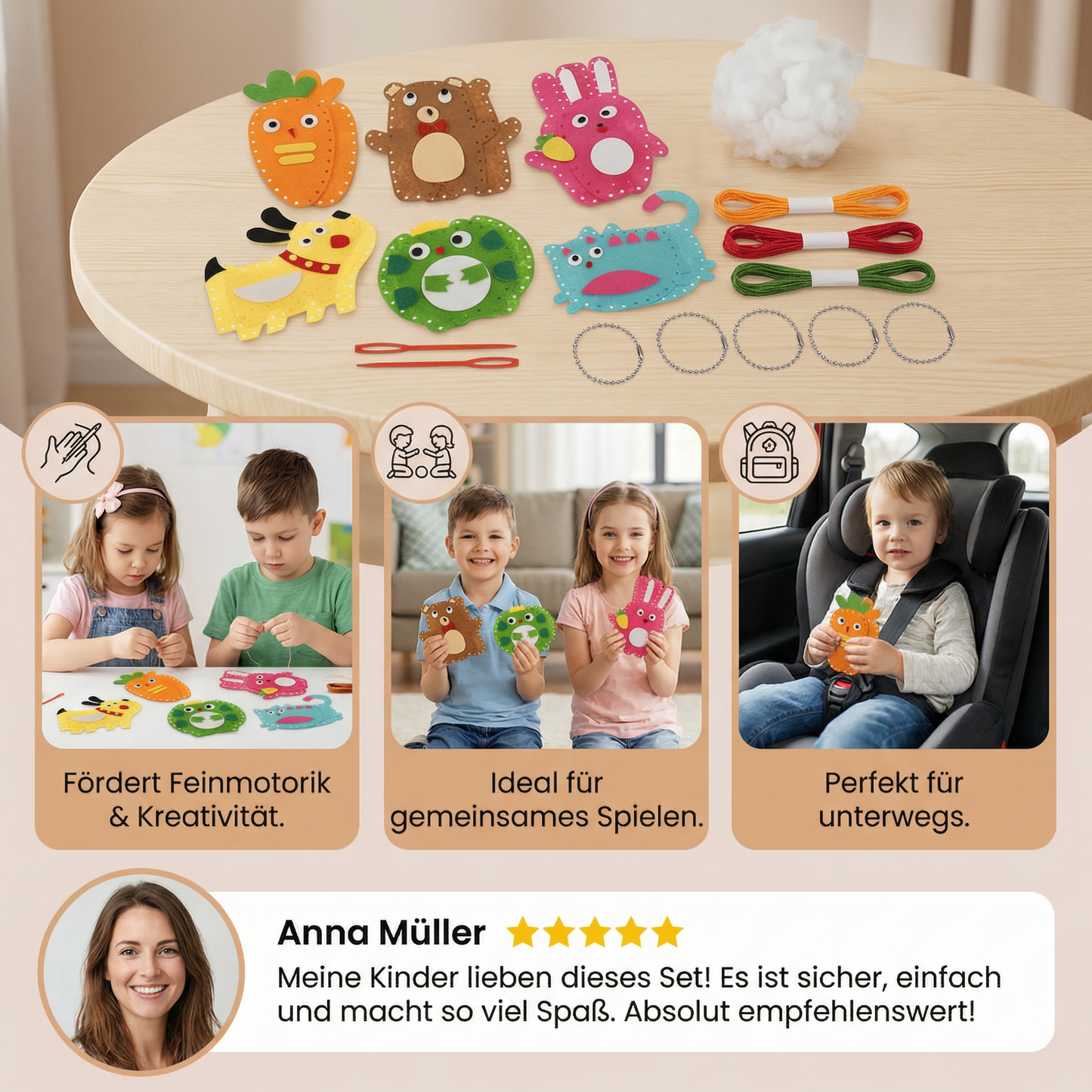 Sicheres Filz Tier Set Zum Selber Nähen