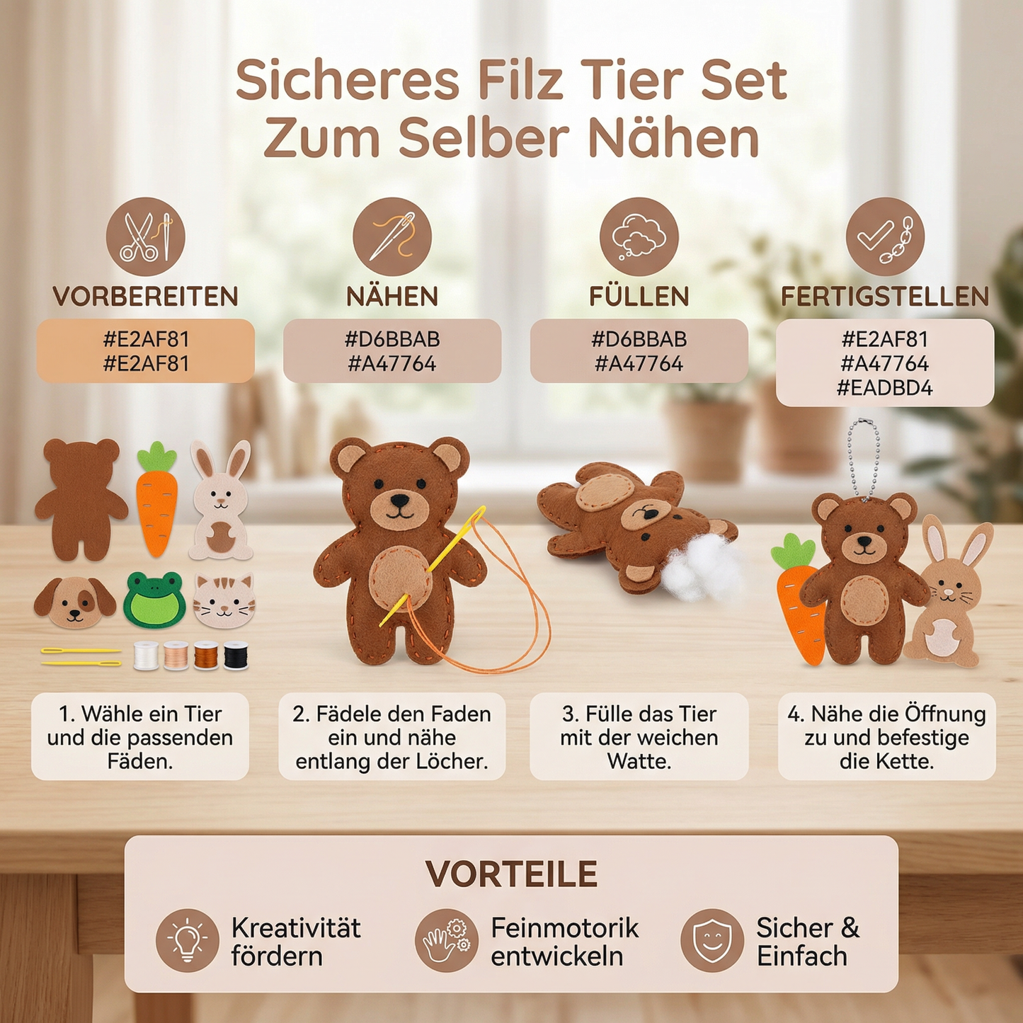 Sicheres Filz Tier Set Zum Selber Nähen