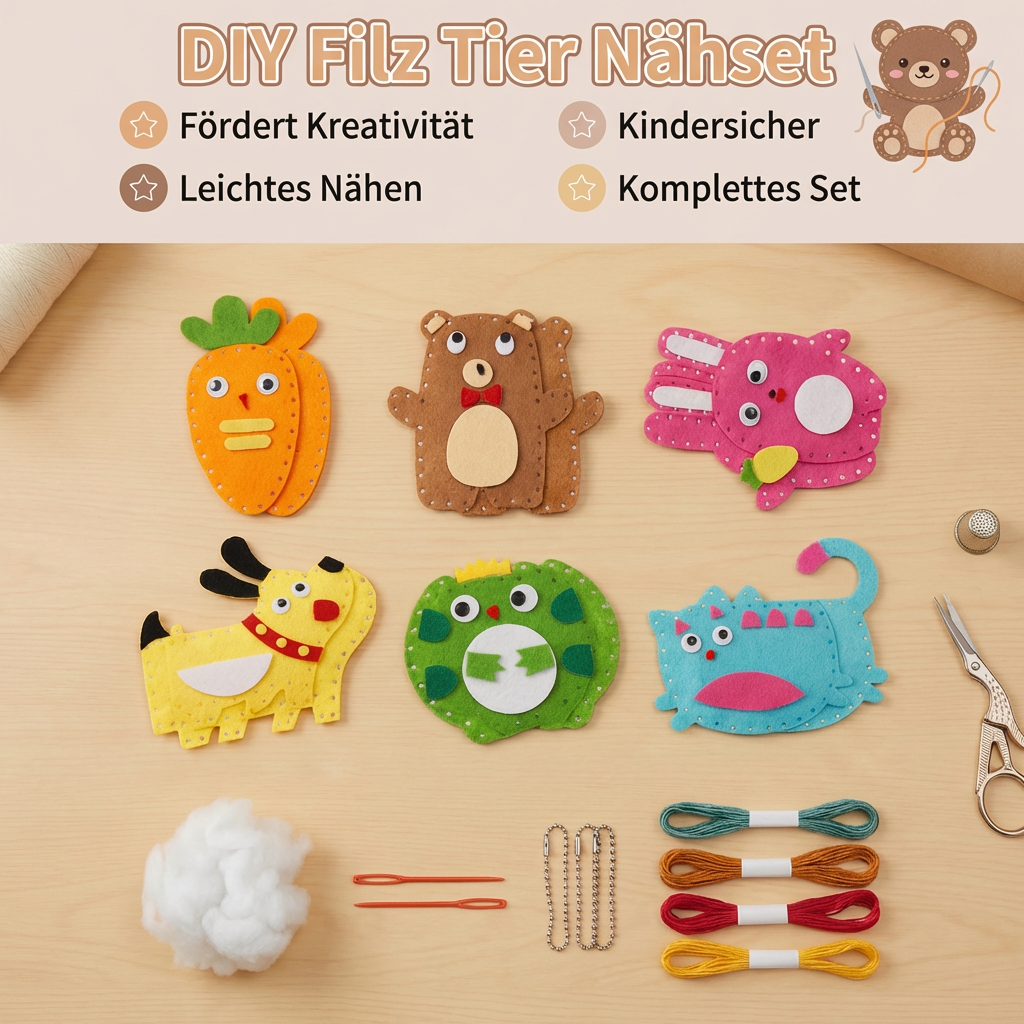 Sicheres Filz Tier Set Zum Selber Nähen