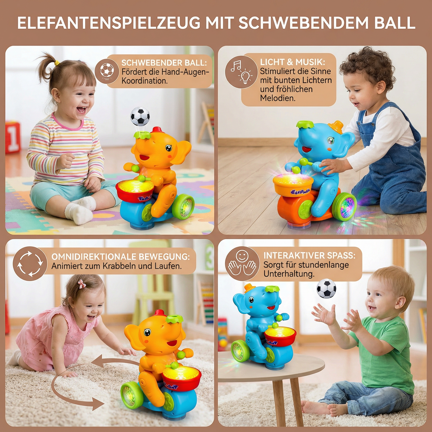 Elefantenspielzeug mit schwebendem Ball
