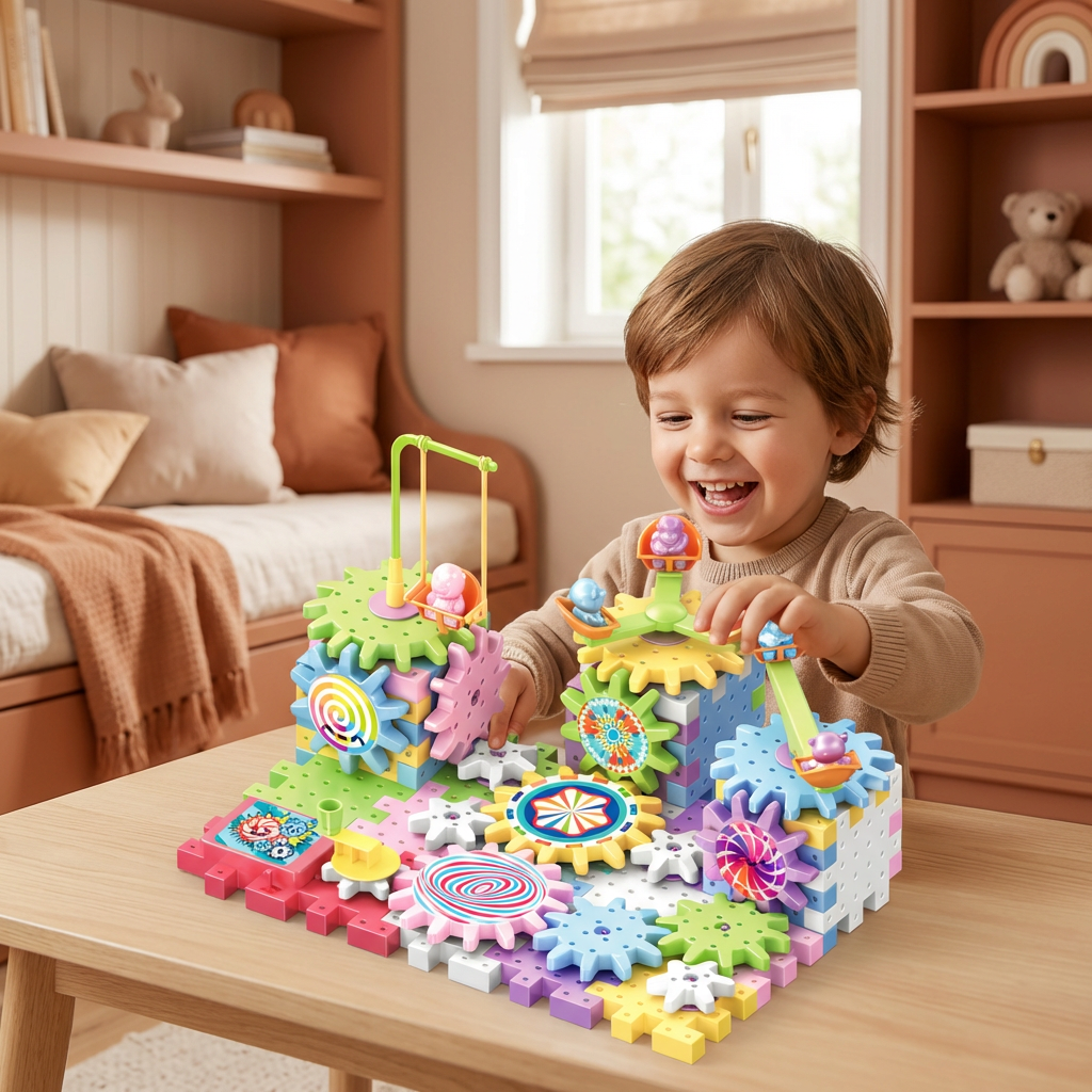 Rotierendes Montessori Zahnrad-Baustein Spielzeug
