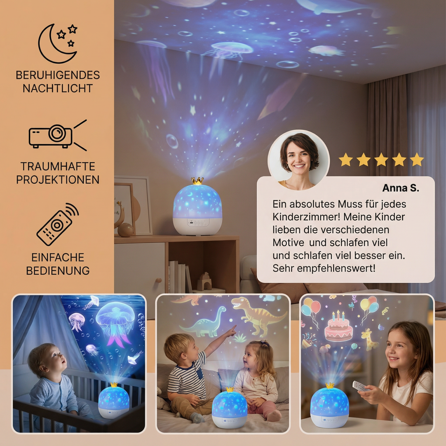 2in1 Kinder Nachtlicht und Projektor