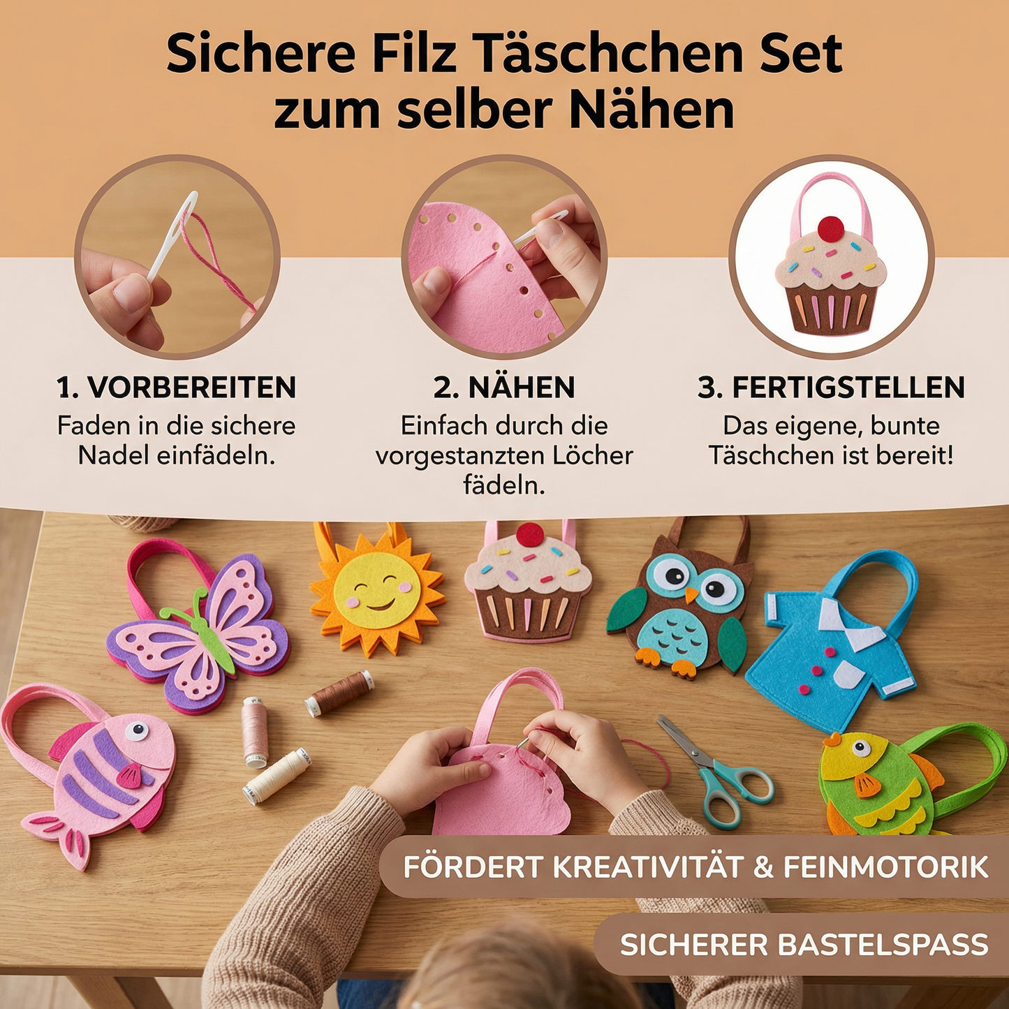 Sicheres Filz Täschen Set zum selber Nähen