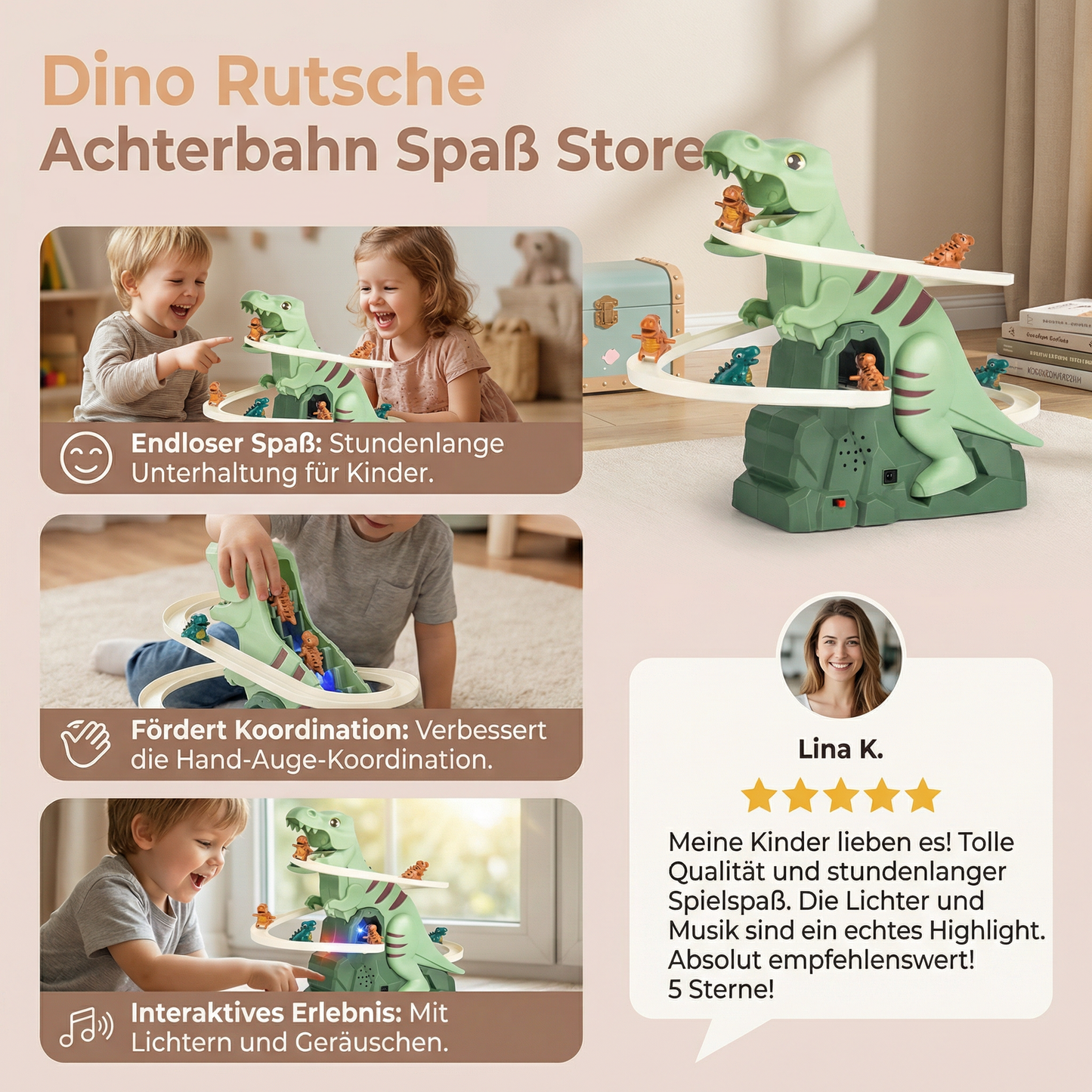Dino Rutsche Achterbahn Spaß