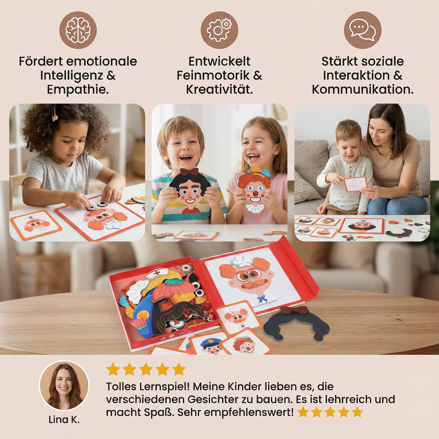 Pädagogisches Gesichtsausdruck Lern Puzzle für Kinder