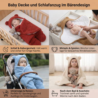 Baby Decke und Schlafanzug im Bärendesign