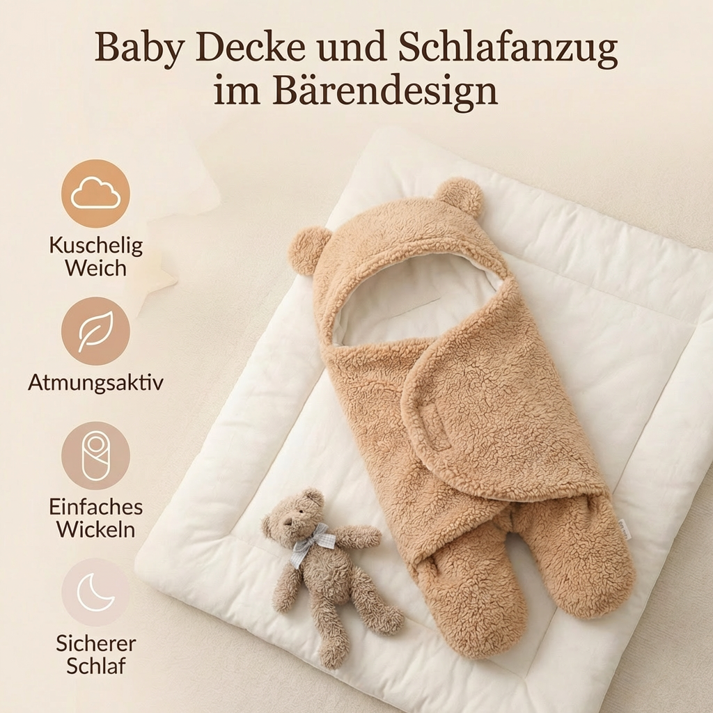 Baby Decke und Schlafanzug im Bärendesign