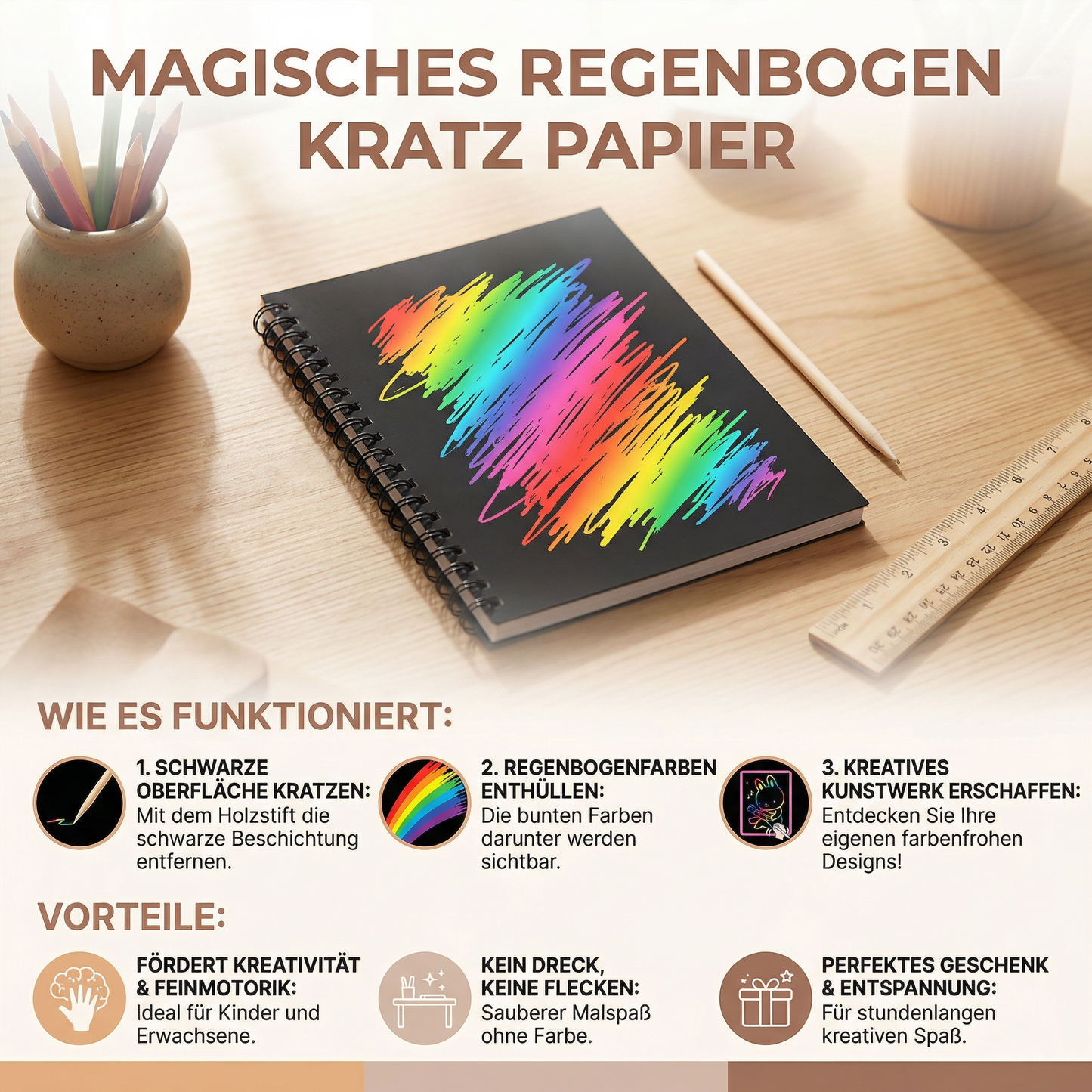 Magisches Regenbogen Kratz Papier