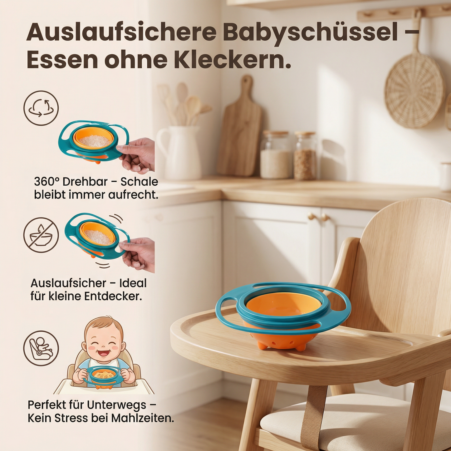 Auslaufsichere Babyschüssel – Essen ohne Kleckern