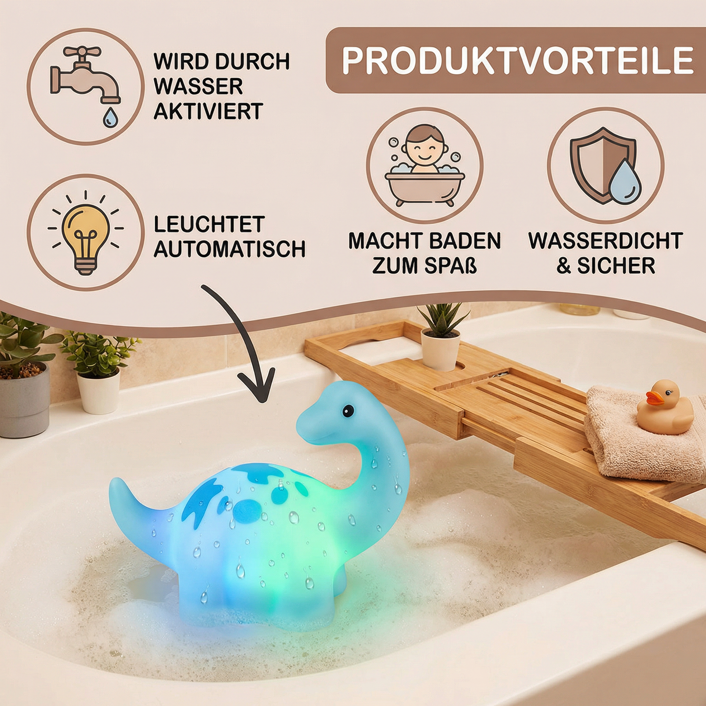 Leuchtendes Bade Dinosaurier Spielzeug