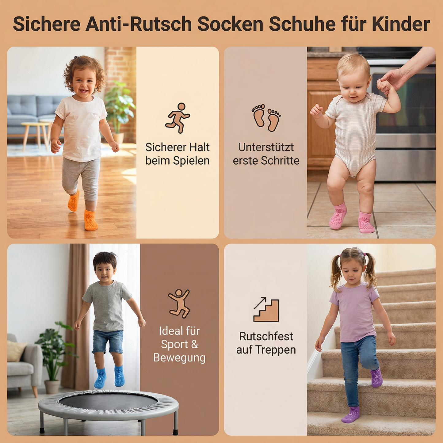 Sichere Anti-Rutsch Socken Schuhe für Kinder