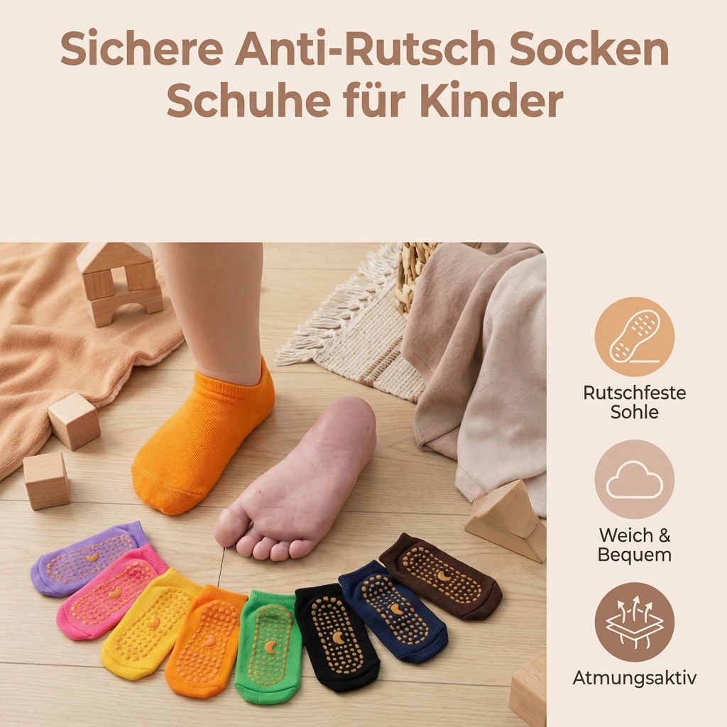 Sichere Anti-Rutsch Socken Schuhe für Kinder