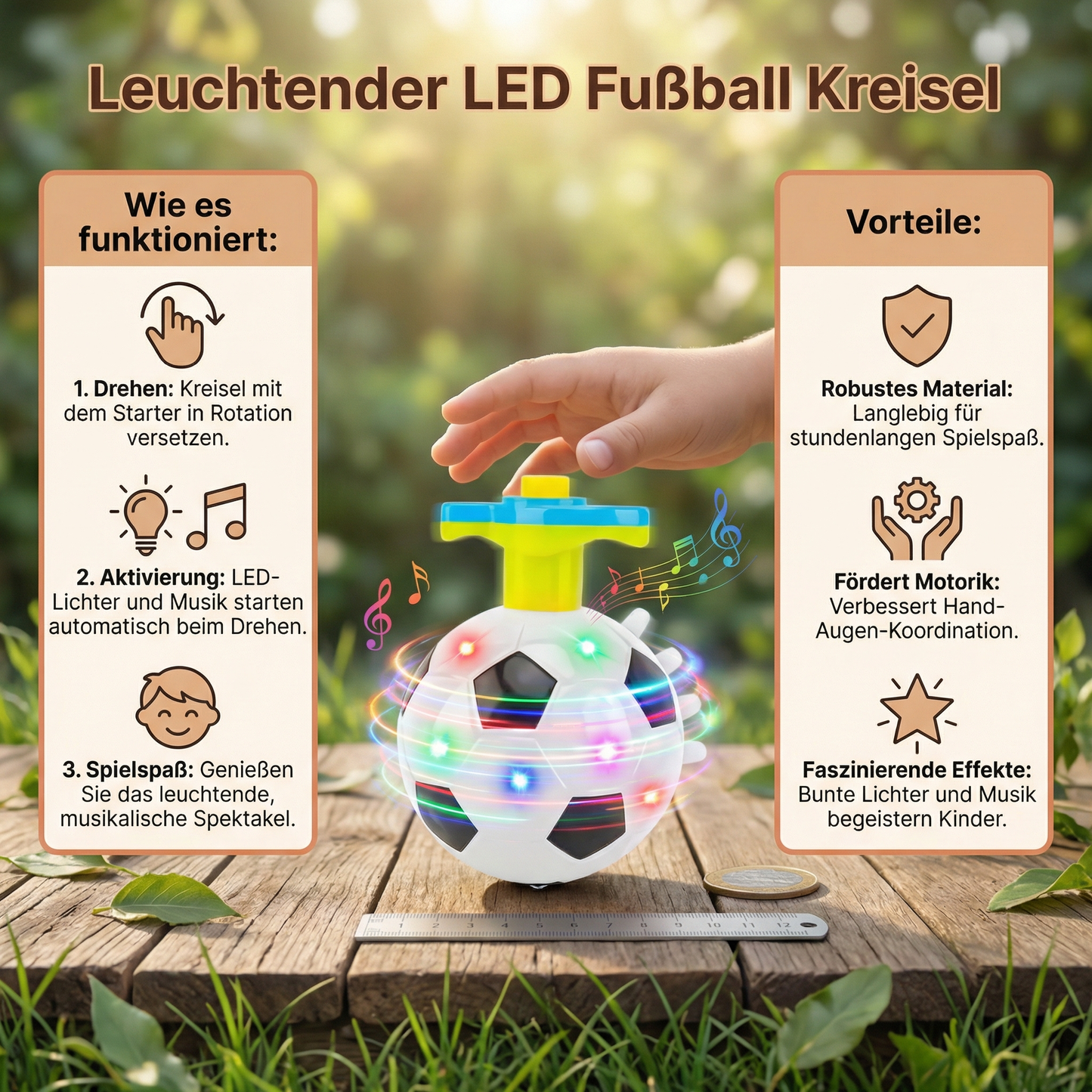 Leuchtender LED Fußball Kreisel