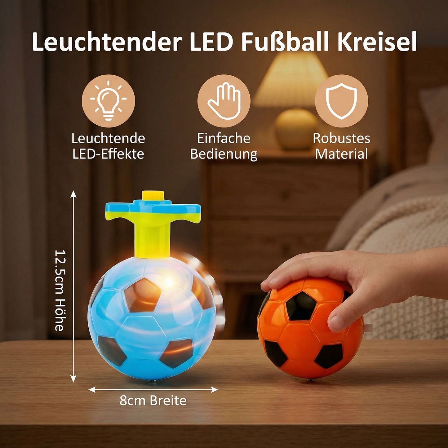 Leuchtender LED Fußball Kreisel