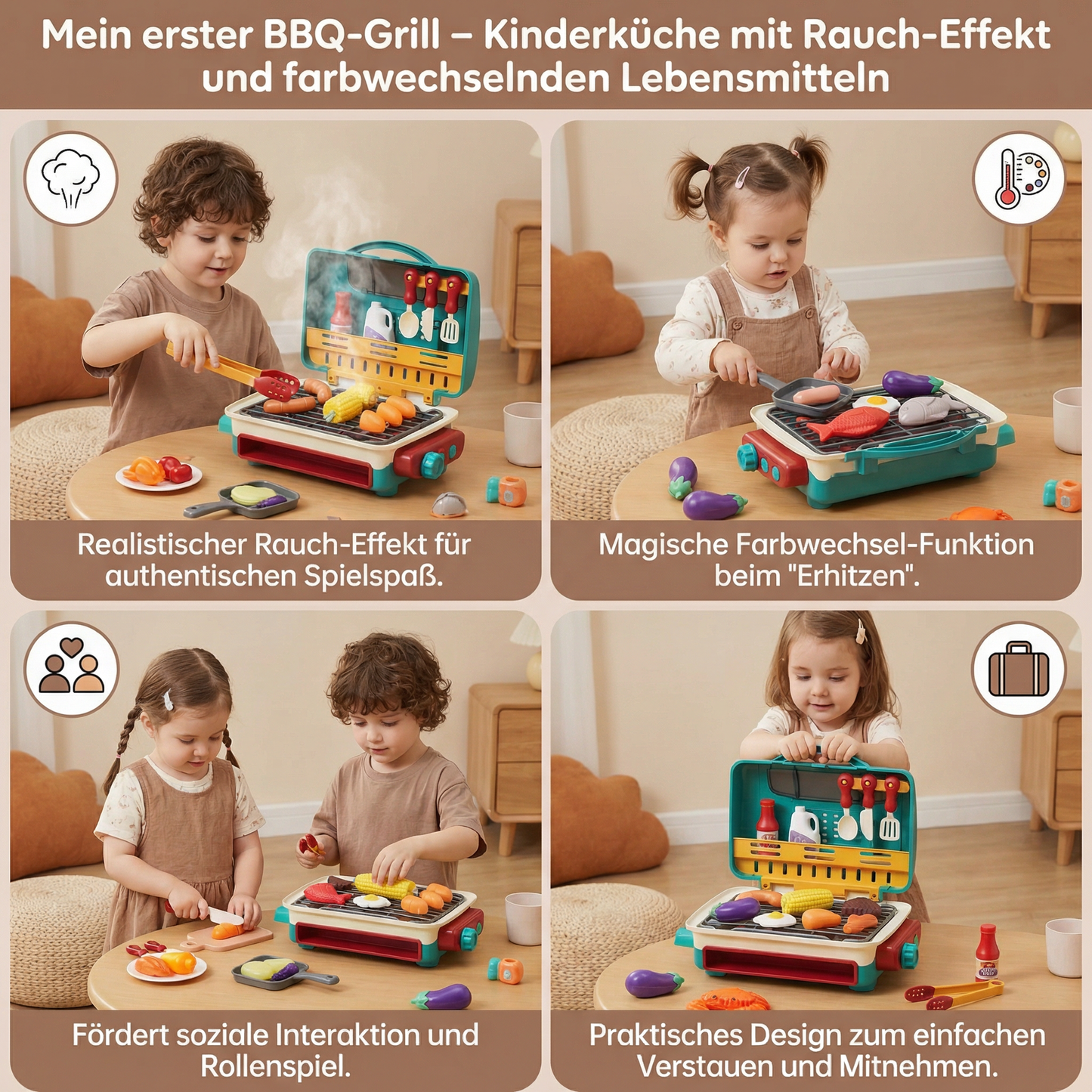 Mein erster BBQ-Grill – Kinderküche mit Rauch-Effekt und farbwechselnden Lebensmittel