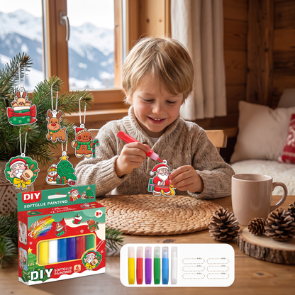DIY-Weihnachtsanhänger-Bastelset mit kleberfreier Maltechnik für Kinder